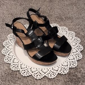 Black Wedge Sandals